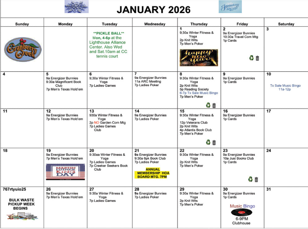 Calendar: January 2026