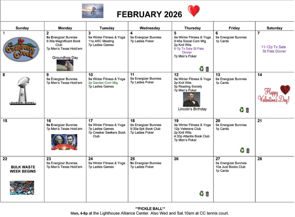 Calendar: February 2026