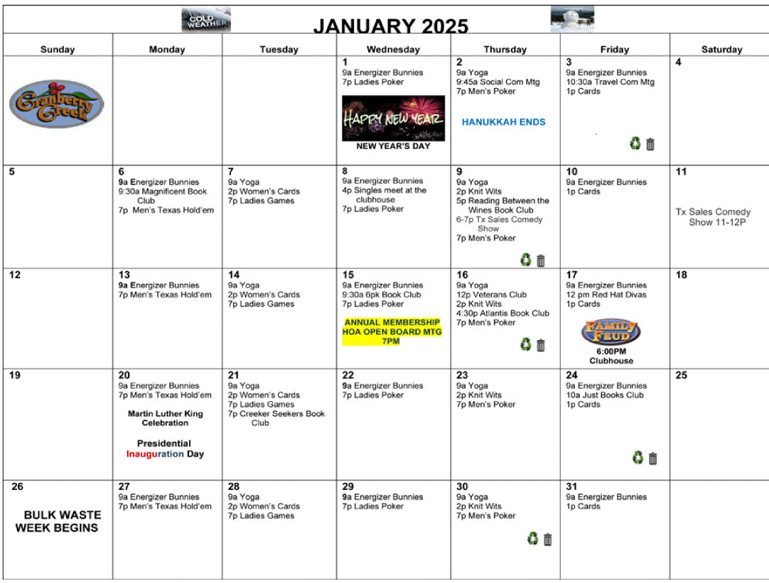 Calendar: Jan. 2025