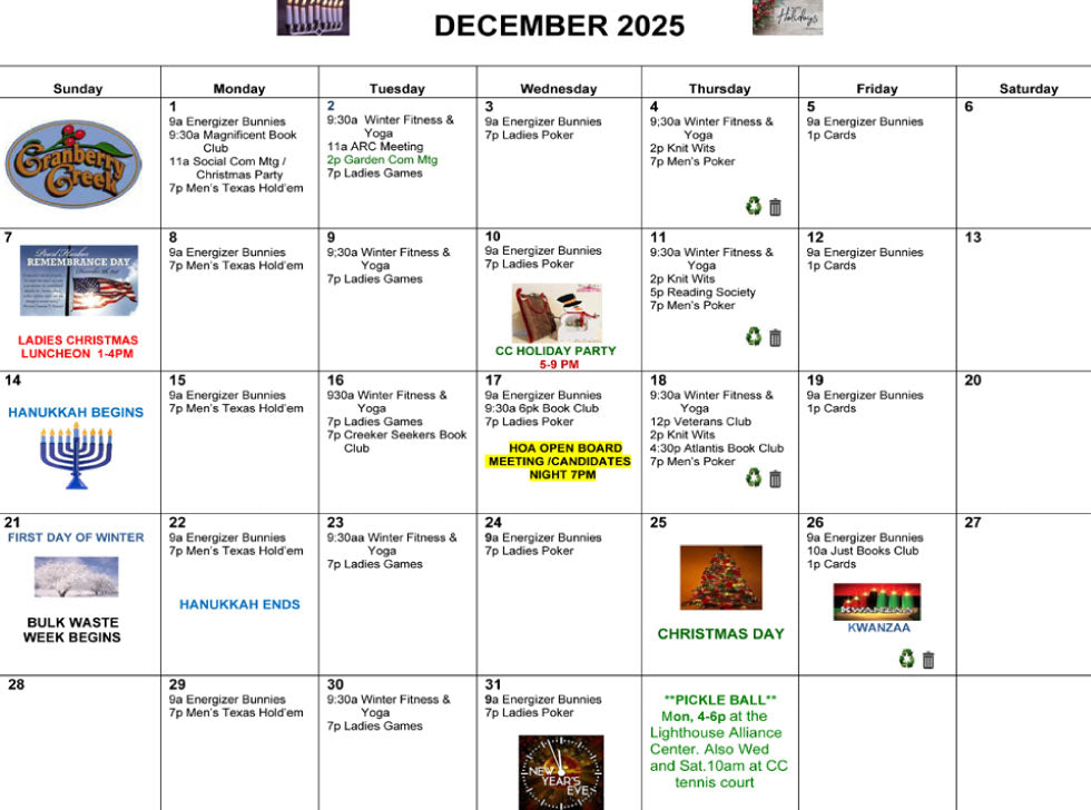 Calendar: December 2025